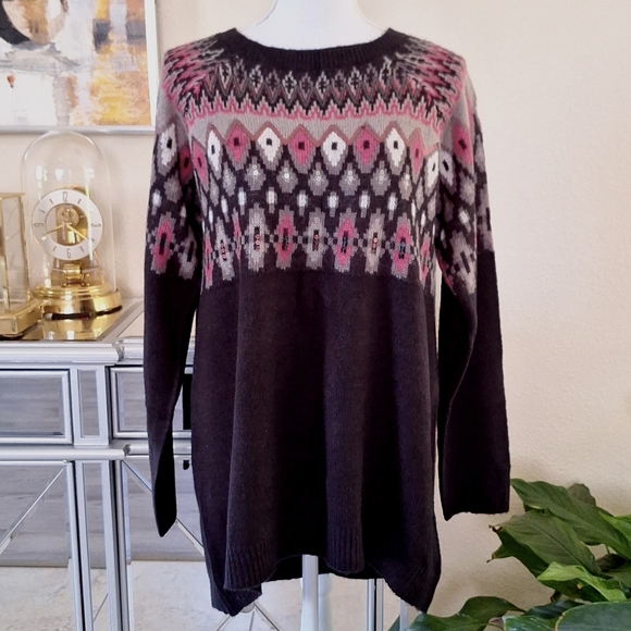 NWT Pink Black Argyle Sweater Oversized M - Picture 1 of 7